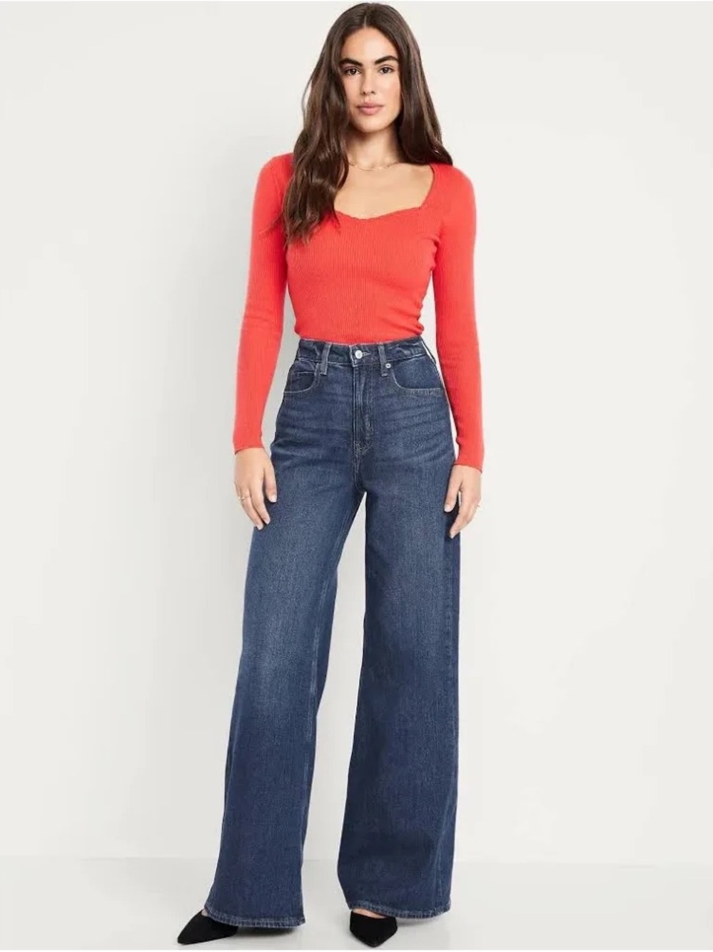 Old Navy Extra High Waisted Super Wide Leg Jeans Perfect Dark Women's US Size 8